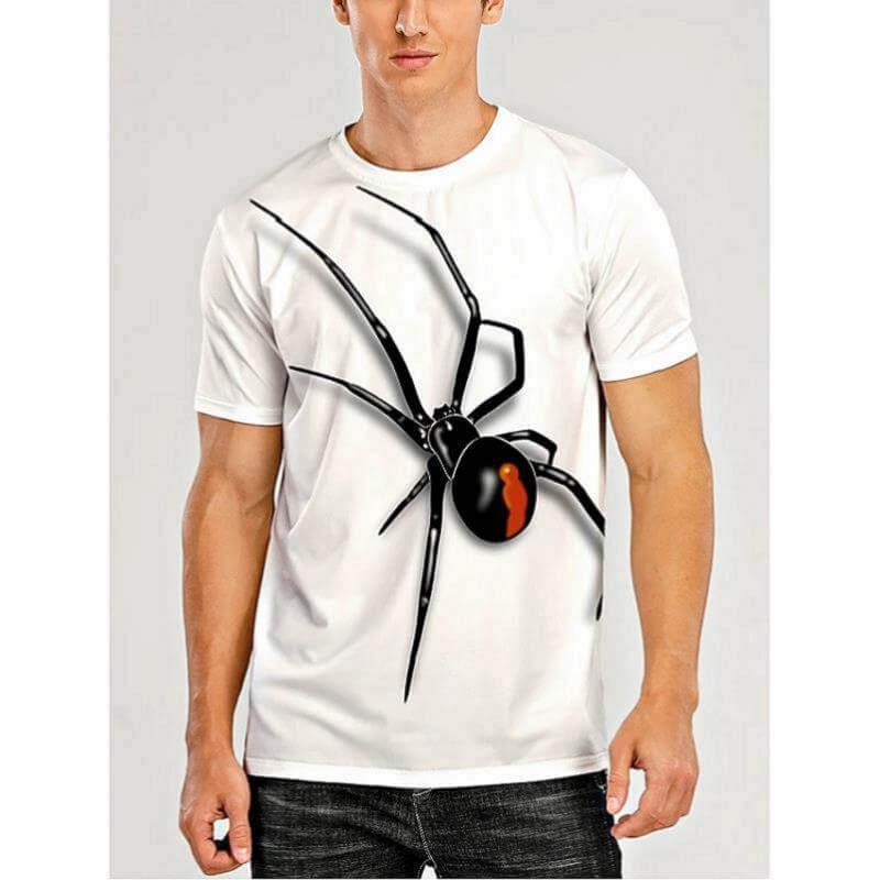 New Animal Print 3d T-shirt Men's Short Sleeve featuring a bold spider design, perfect for a trendy casual look.