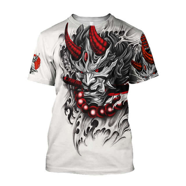 3D Men's T-shirt Samurai Printed T-shirt Loose Round Neck with vibrant samurai graphic design.