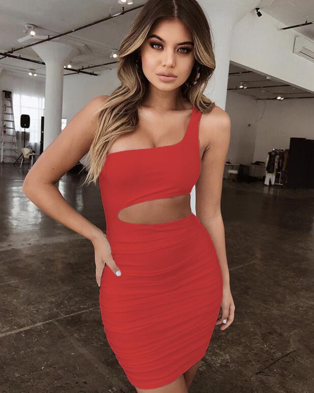 Sexy One Shoulder Mini Dress with Cut-Out