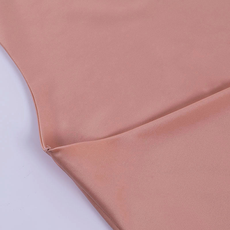 Sexy Satin Effect Backless Mini Dress V Neck