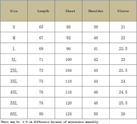 Size chart for Hot selling 3D Design Tshirt with measurements for S to 6XL in length, chest, shoulder, and sleeve.