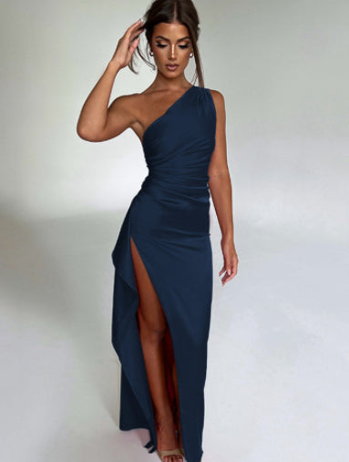 Elegant Halter Neck Maxi Dress Backless with Slit