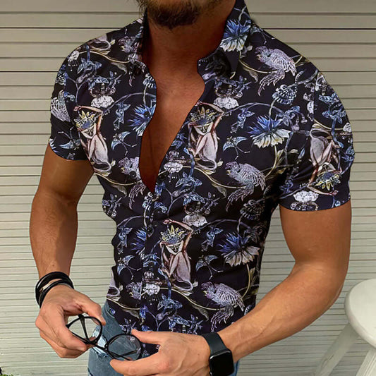 3D printed casual summer shirts Men's Cool Top featuring vibrant designs for summer style.