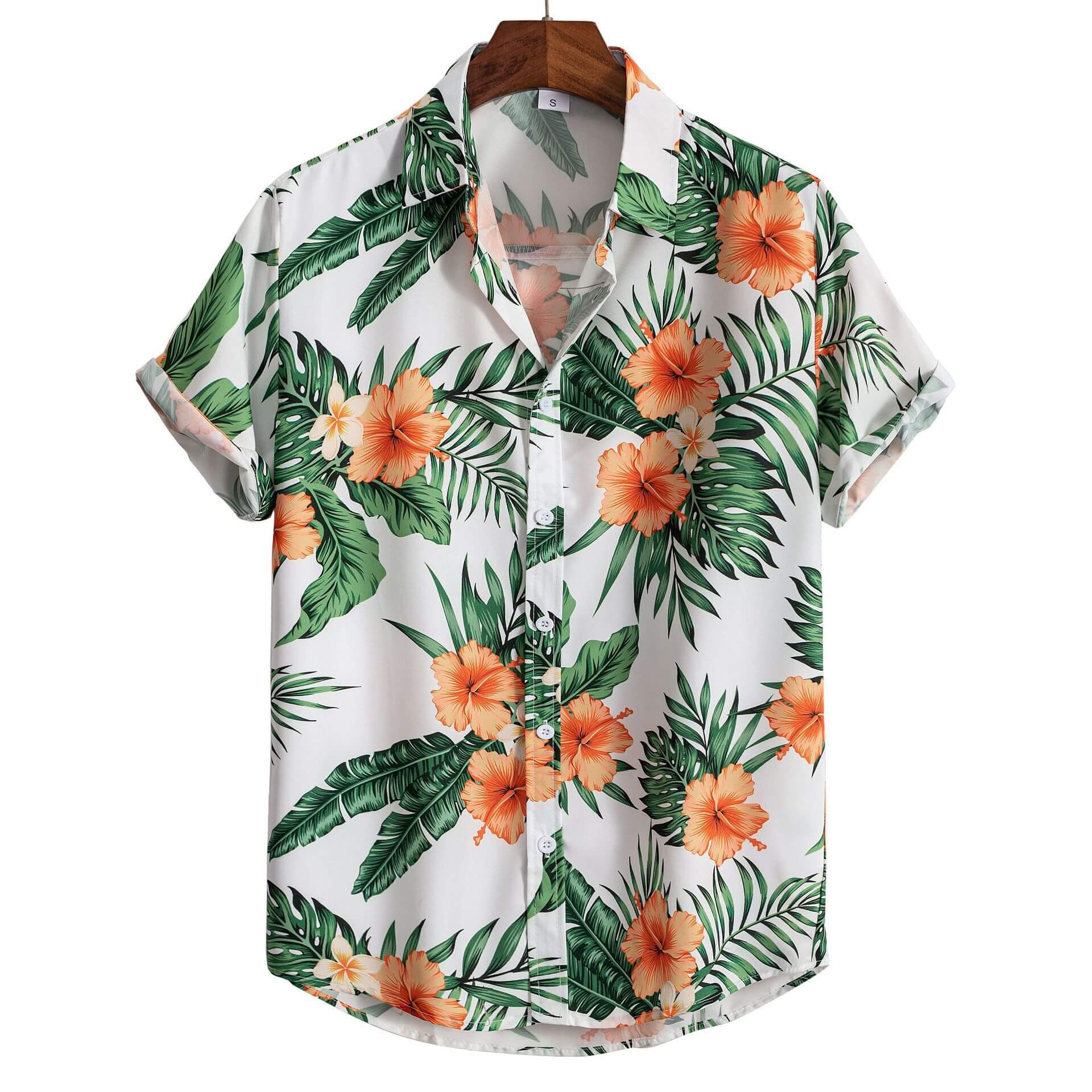 3D printed Hawaiian cardigan shirt showcasing vibrant floral patterns and short sleeves for men's stylish summer wear.