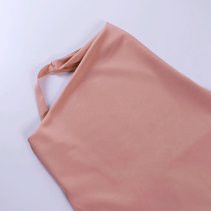 Sexy Satin Effect Backless Mini Dress V Neck