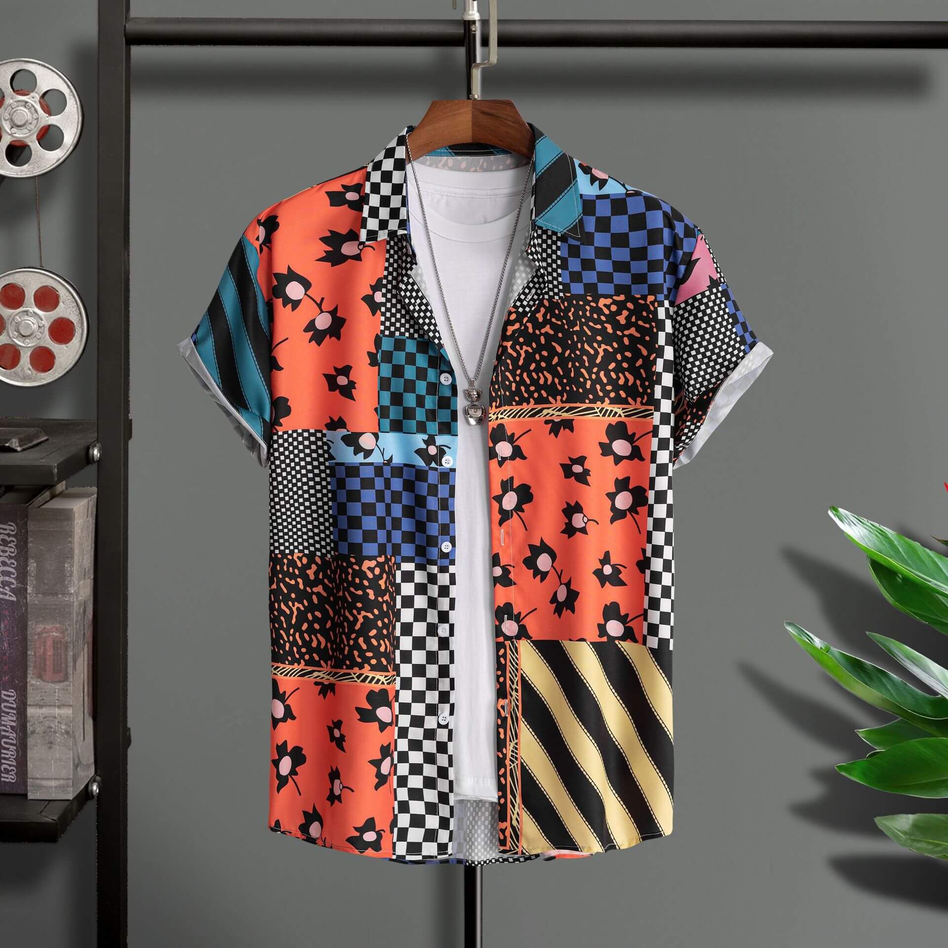 3D printed Hawaiian cardigan shirt in vibrant multi-pattern design, perfect for casual wear.
