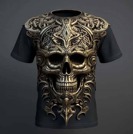 Men's 3D Skull Pattern European Hip Hop Trendy 3D Printed T-shirt featuring a detailed skull design.