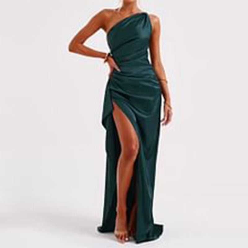 Elegant Halter Neck Maxi Dress Backless with Slit