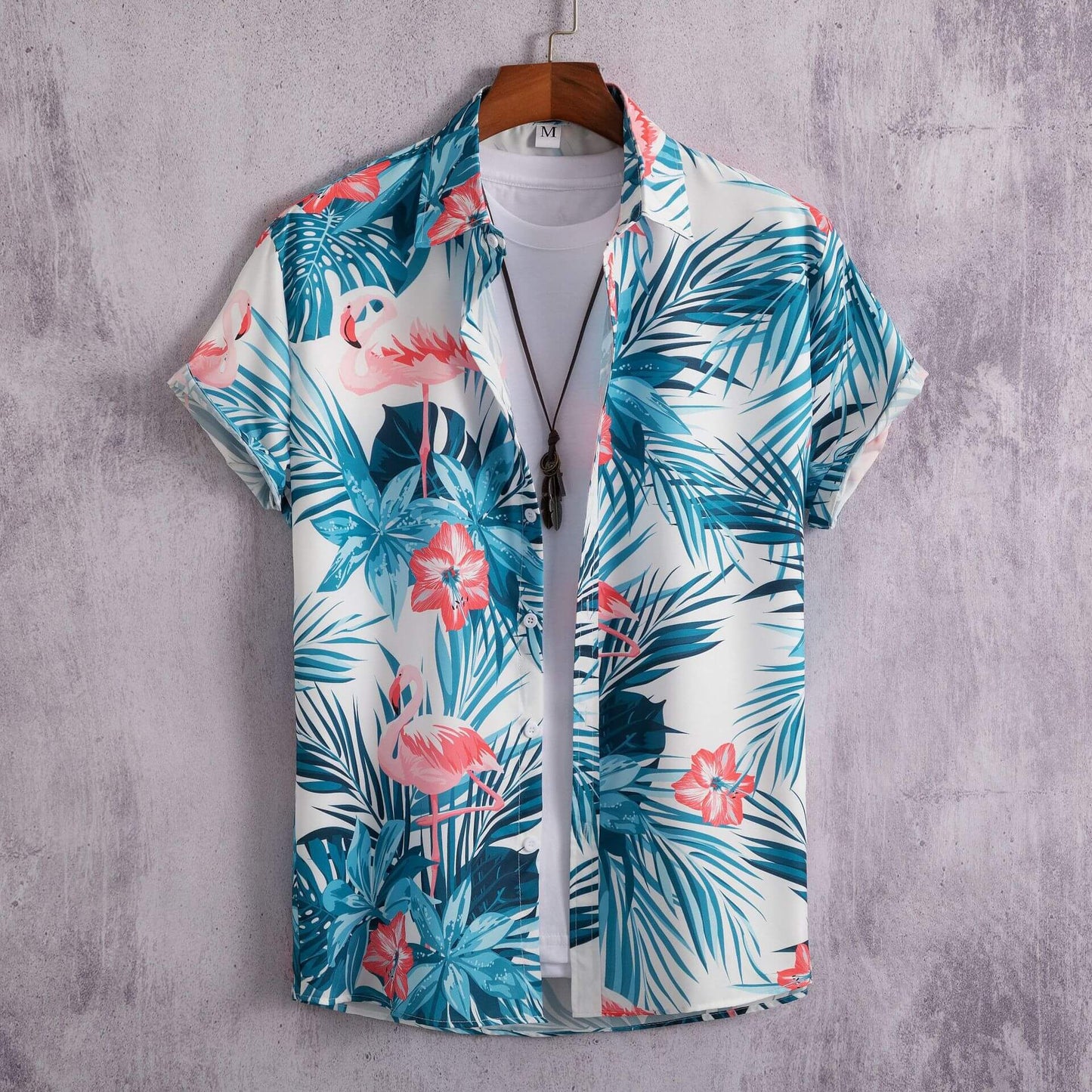 3D printed Hawaiian cardigan shirt for Men's Short-sleeved featuring vibrant tropical print on a light background.