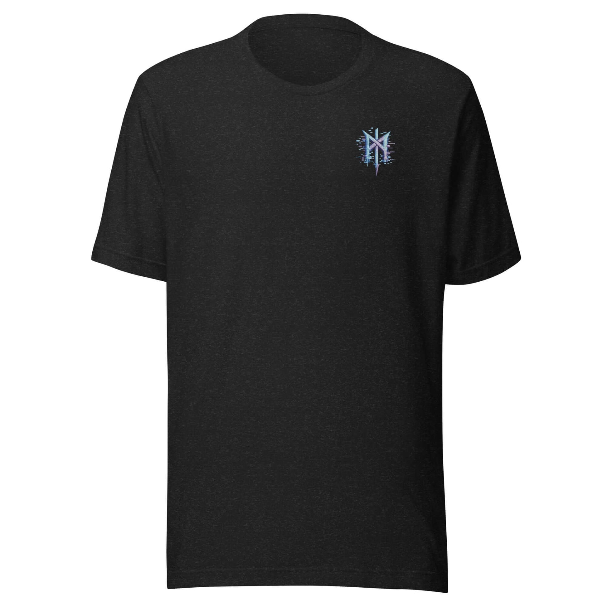 Unisex cotton t-shirt in black featuring a minimalist graphic design on the chest for a casual look.