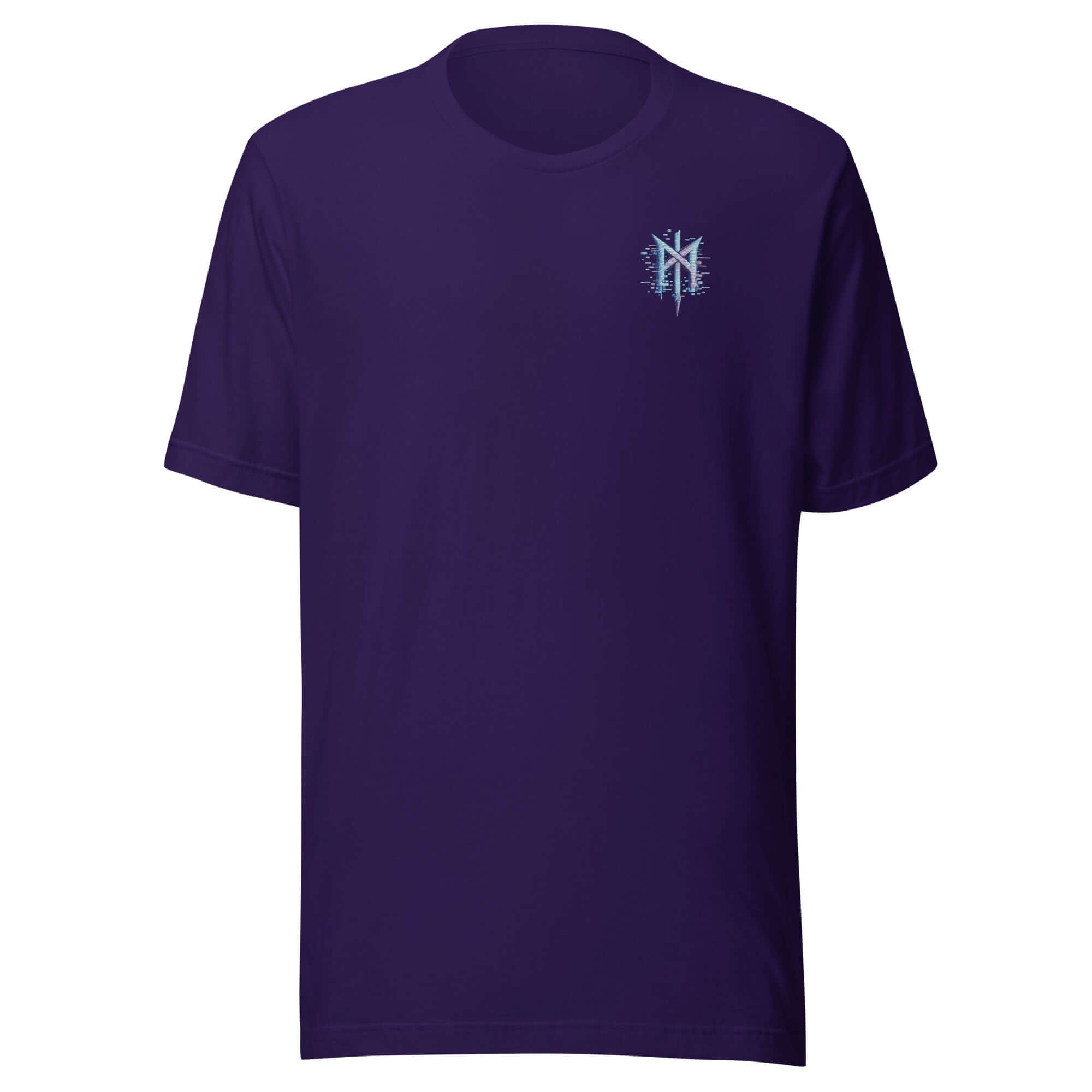 Unisex cotton t-shirt in purple featuring a unique graphic design on the chest, perfect for casual wear.