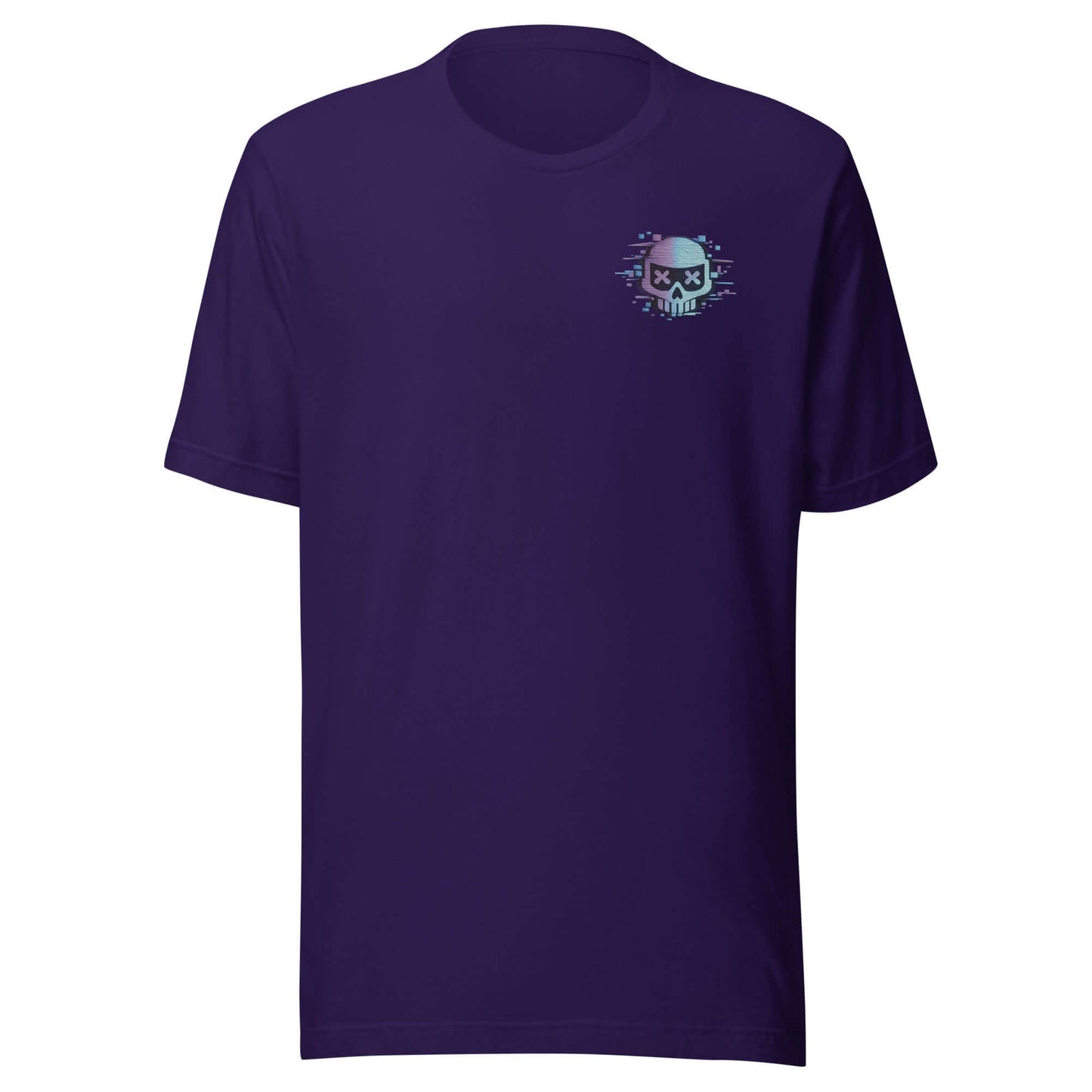 Unisex cotton t-shirt in purple with graphic design on the chest, perfect for a casual and smart look.