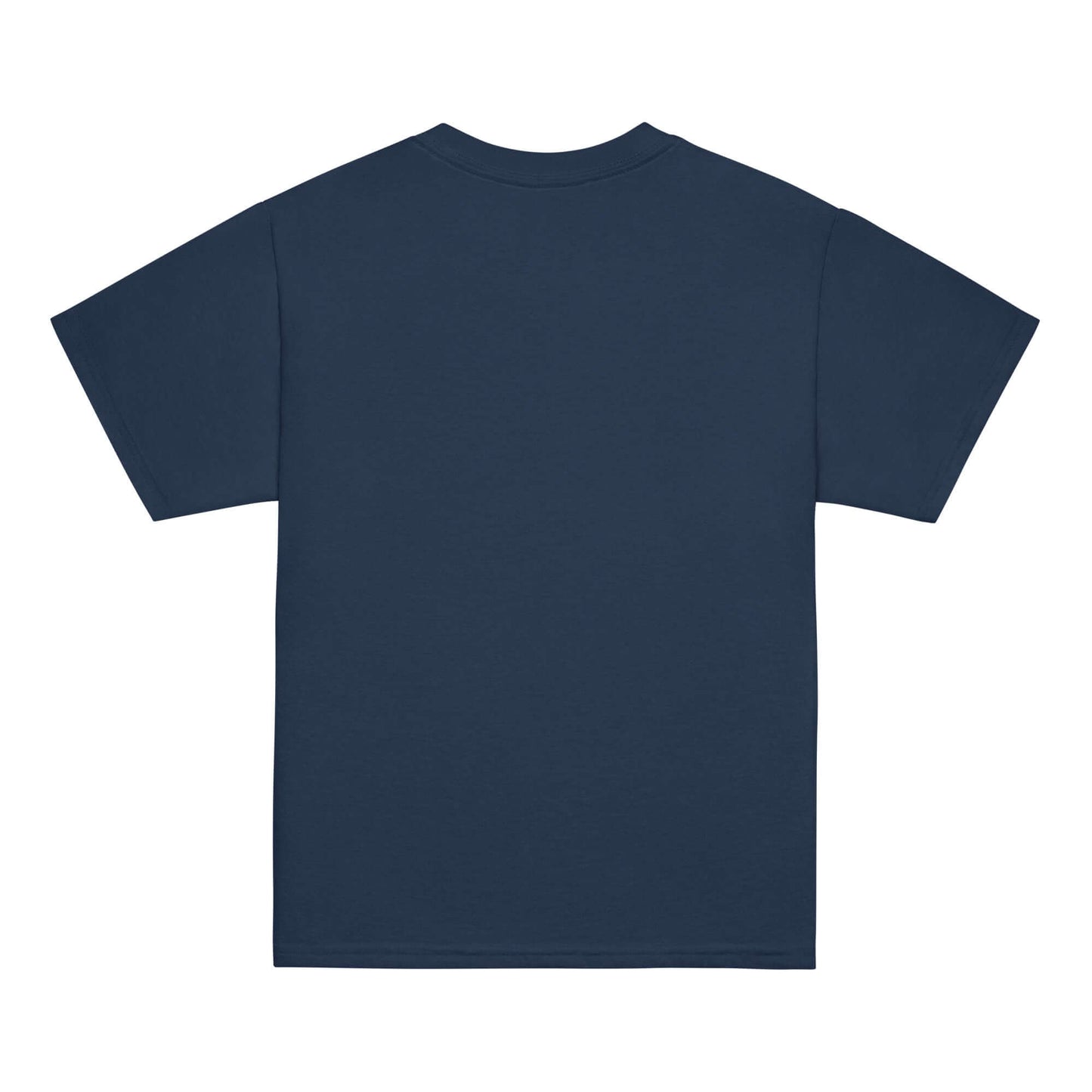 Back view of a Youth classic tee in navy color, showcasing its classic fit and quality craftsmanship.