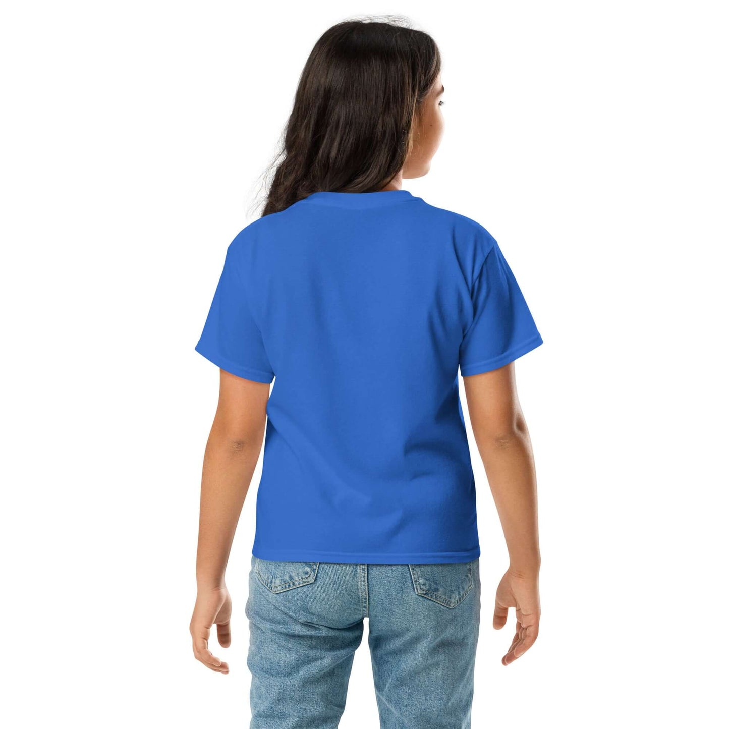 Youth classic tee in vibrant blue color, perfect for kids' casual wear and adventures.
